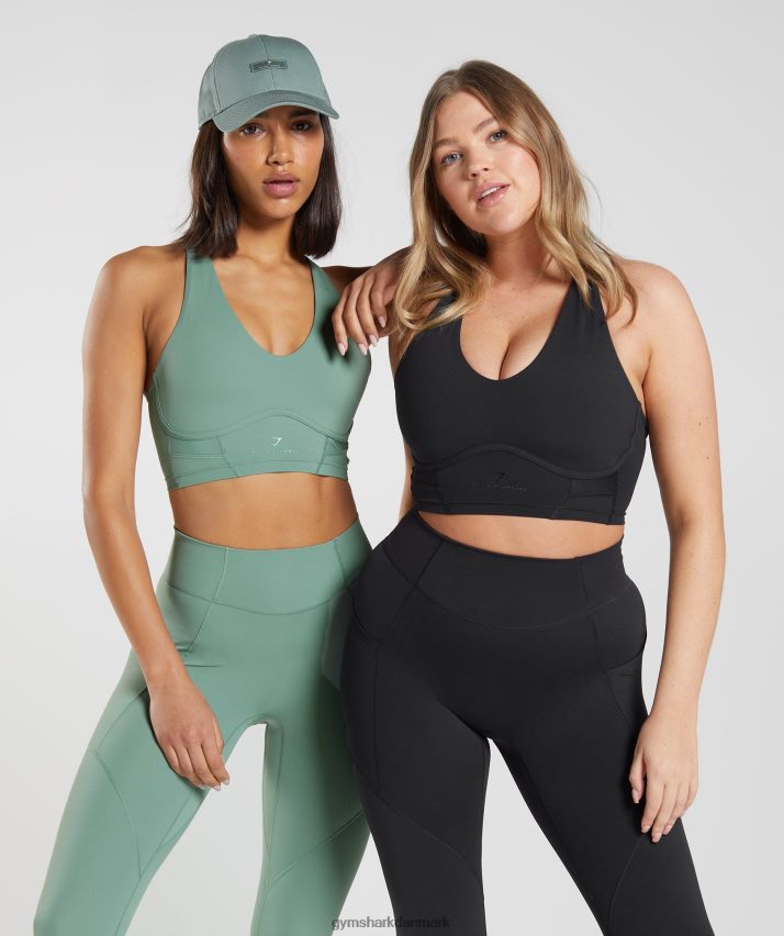Kvinder Gymshark whitney longline bh N4ZDDN224 bladgrøn