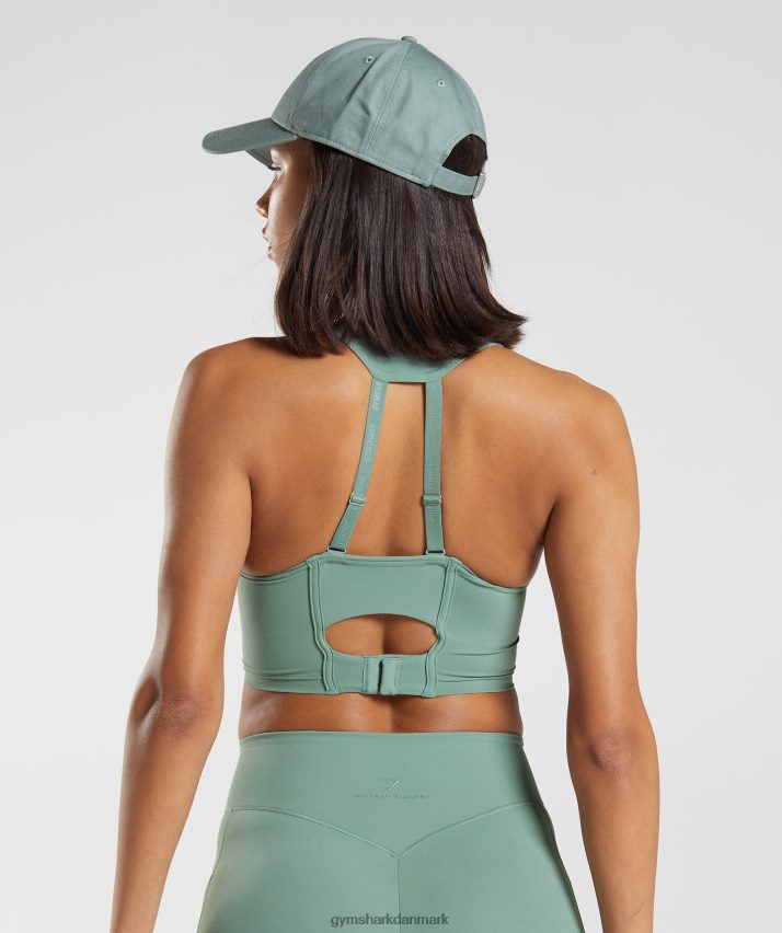 Kvinder Gymshark whitney longline bh N4ZDDN224 bladgrøn