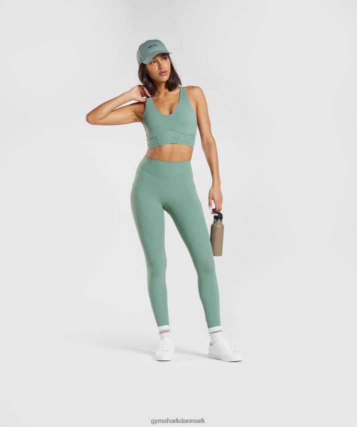 Kvinder Gymshark whitney longline bh N4ZDDN224 bladgrøn
