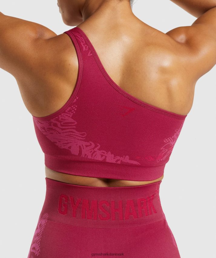 Kvinder Gymshark wtflex sømløs en-skulder sports-bh N4ZDDN213 ribsrosa/fluofuchsia/magenta pink