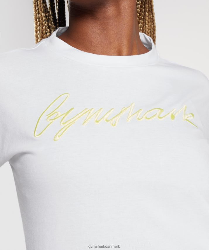 Kvinder Gymshark broderet grafisk midi t-shirt N4ZDDN414 hvid