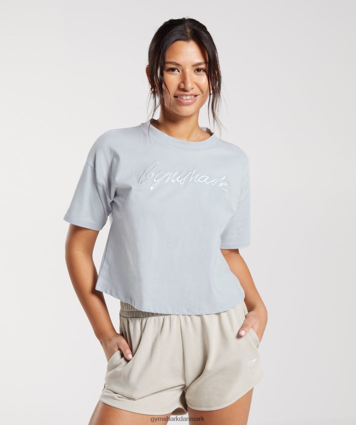 Kvinder Gymshark broderet grafisk midi t-shirt N4ZDDN486 flodsten grå