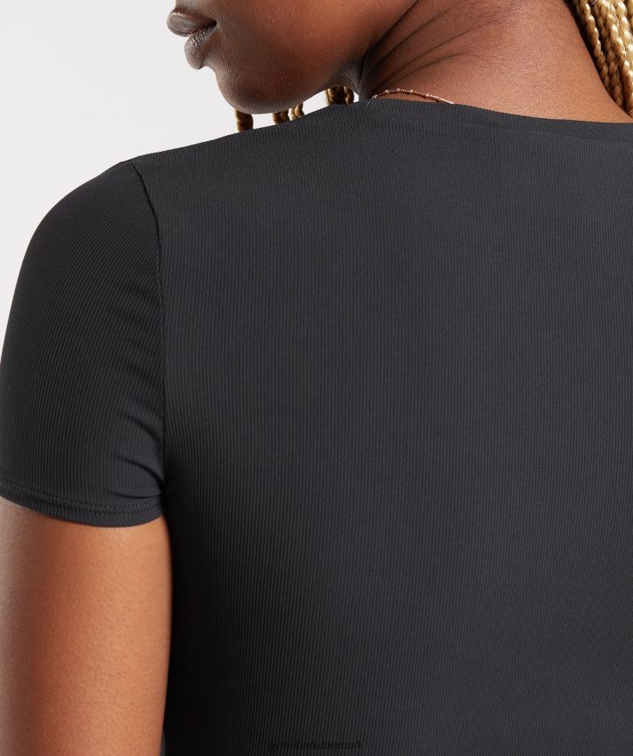 Kvinder Gymshark hæve top N4ZDDN424 sort