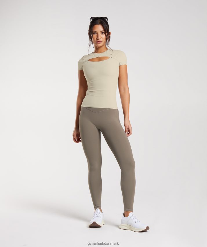 Kvinder Gymshark hæve top N4ZDDN440 sandbrun
