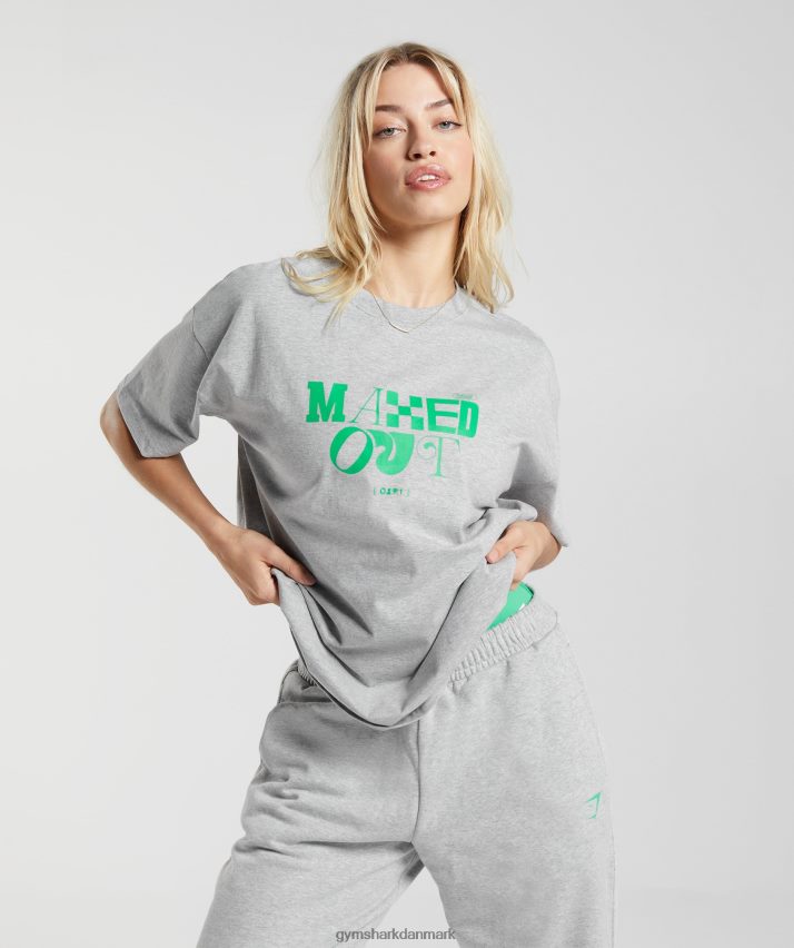 Kvinder Gymshark maxed oversized t-shirt N4ZDDN482 lysegrå mergel