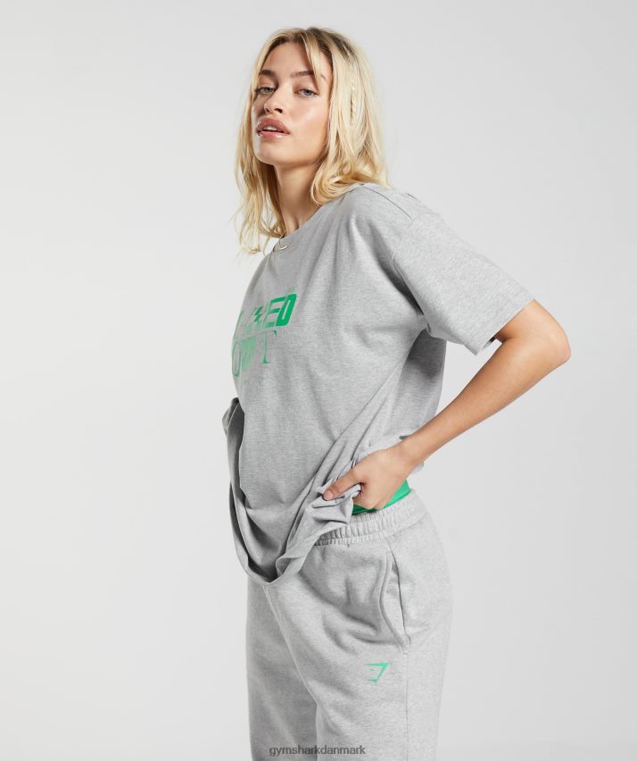 Kvinder Gymshark maxed oversized t-shirt N4ZDDN482 lysegrå mergel