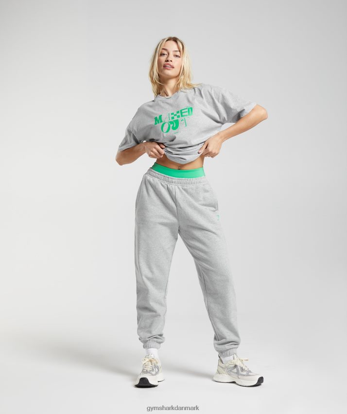 Kvinder Gymshark maxed oversized t-shirt N4ZDDN482 lysegrå mergel