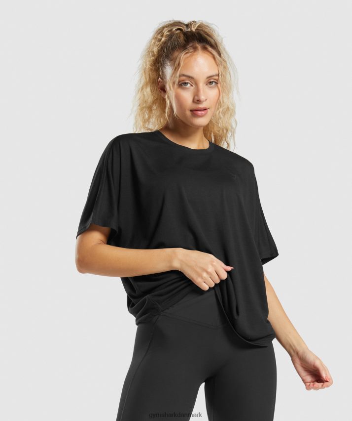 Kvinder Gymshark super blød t-shirt N4ZDDN418 sort