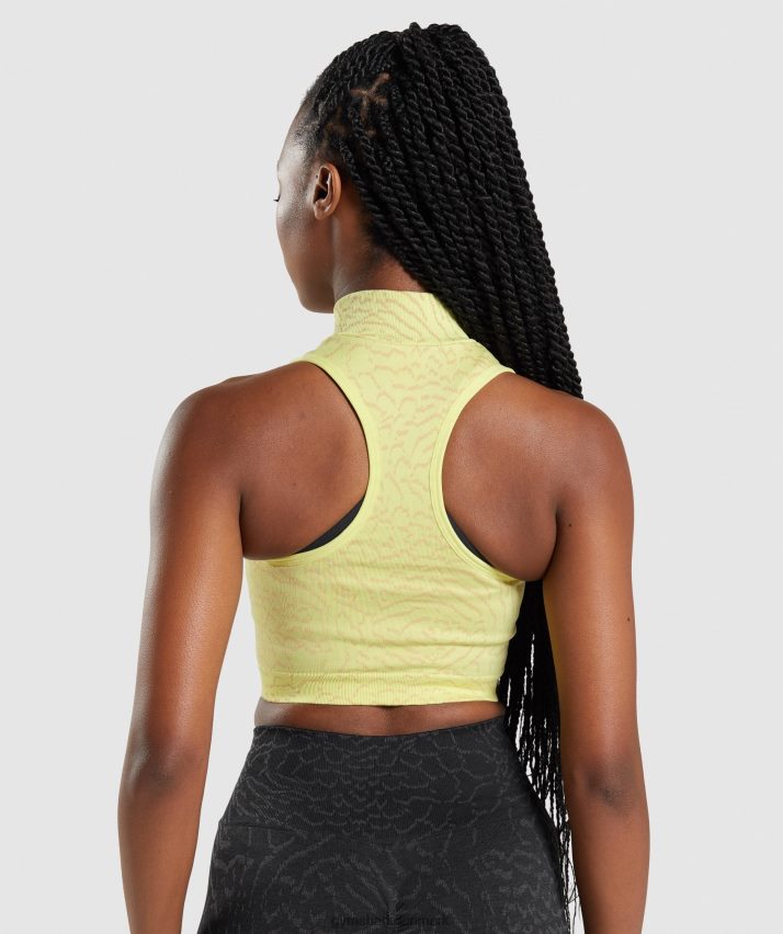 Kvinder Gymshark tilpasse dyr sømløs afgrøde 1/2 lynlås N4ZDDN469 ildflue gul
