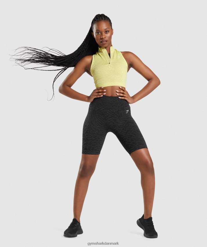 Kvinder Gymshark tilpasse dyr sømløs afgrøde 1/2 lynlås N4ZDDN469 ildflue gul