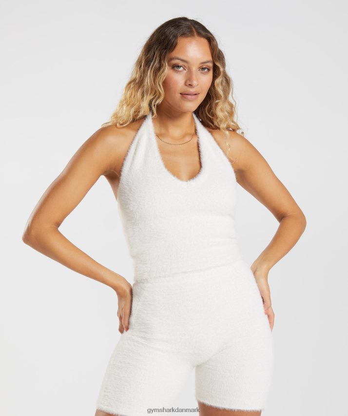 Kvinder Gymshark whitney eyelash strik midi grime top N4ZDDN423 ovenlys hvid