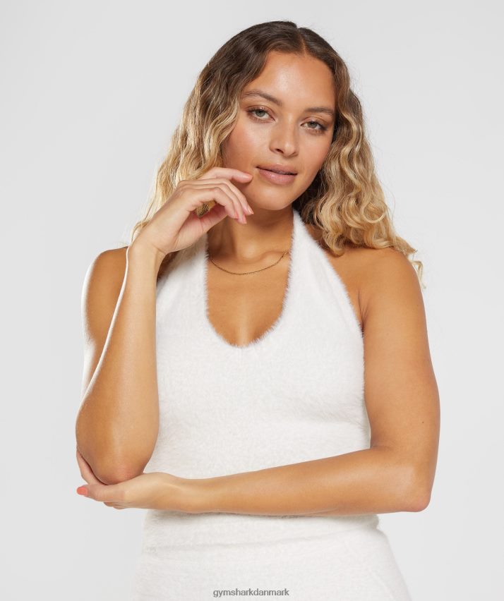 Kvinder Gymshark whitney eyelash strik midi grime top N4ZDDN423 ovenlys hvid