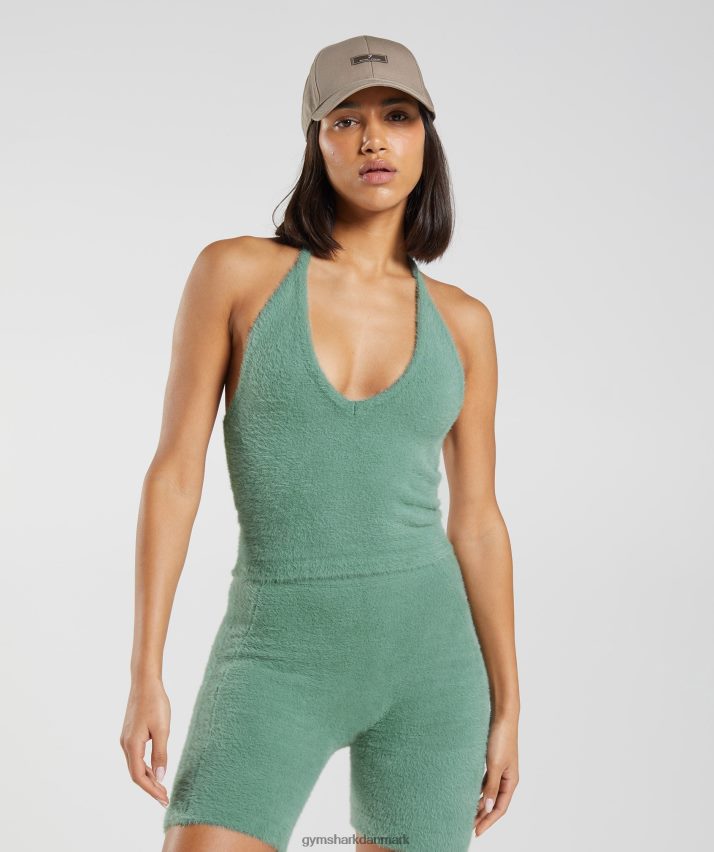 Kvinder Gymshark whitney eyelash strik midi grime top N4ZDDN443 bladgrøn