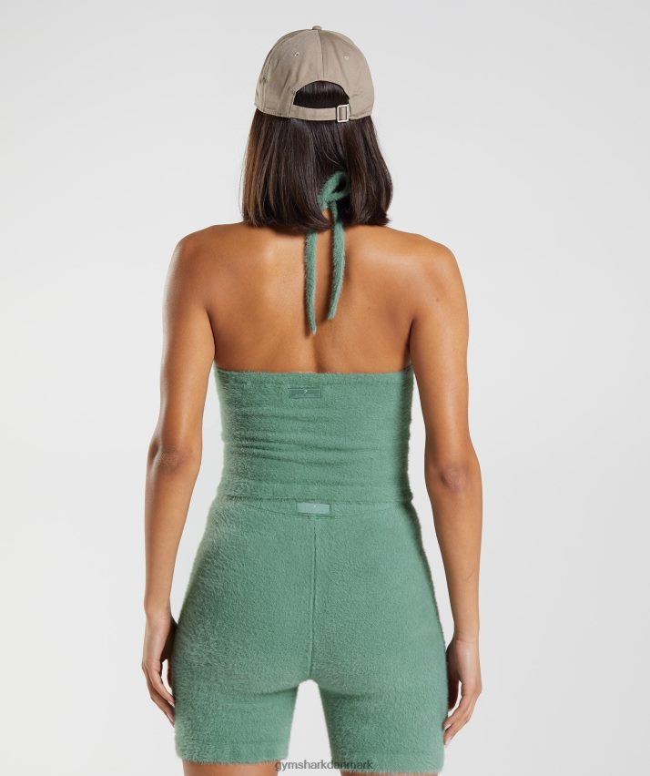 Kvinder Gymshark whitney eyelash strik midi grime top N4ZDDN443 bladgrøn