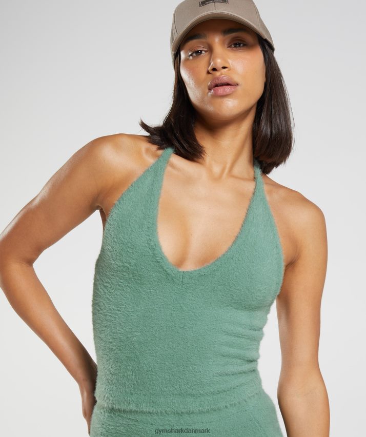 Kvinder Gymshark whitney eyelash strik midi grime top N4ZDDN443 bladgrøn