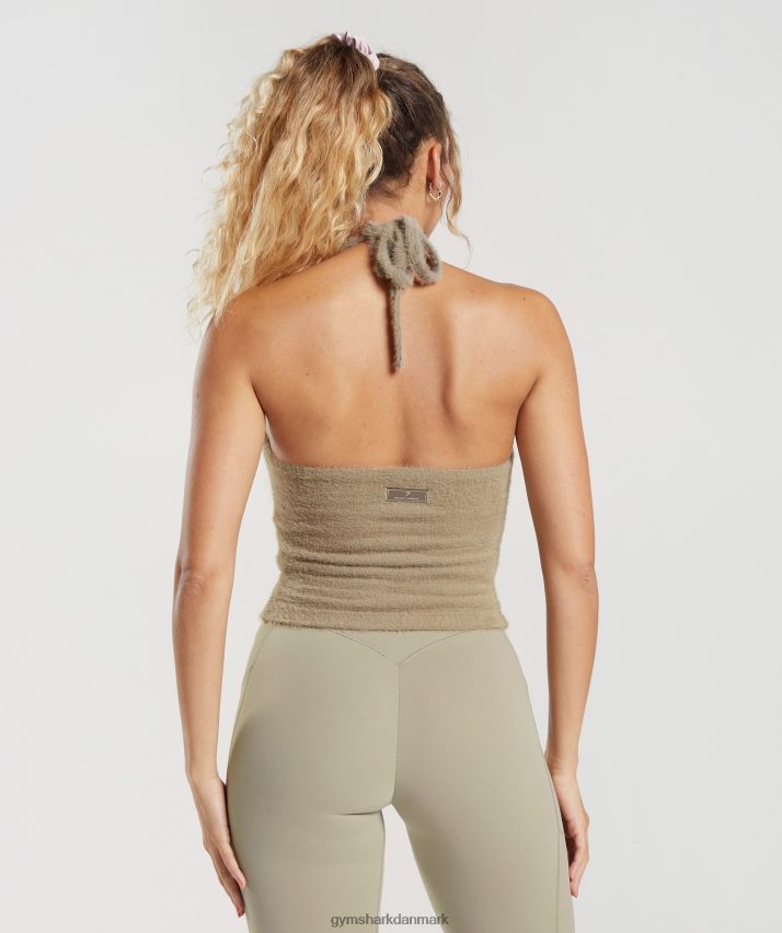 Kvinder Gymshark whitney eyelash strik midi grime top N4ZDDN444 cement brun
