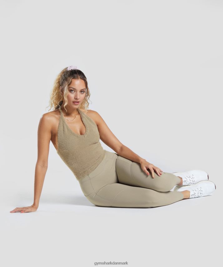 Kvinder Gymshark whitney eyelash strik midi grime top N4ZDDN444 cement brun
