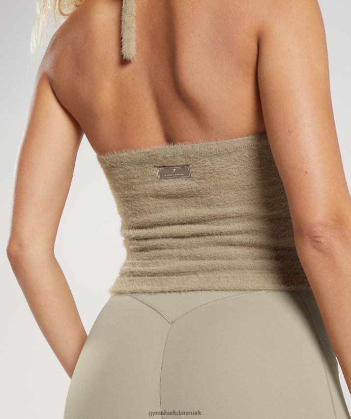 Kvinder Gymshark whitney eyelash strik midi grime top N4ZDDN444 cement brun
