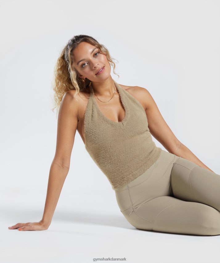 Kvinder Gymshark whitney eyelash strik midi grime top N4ZDDN444 cement brun