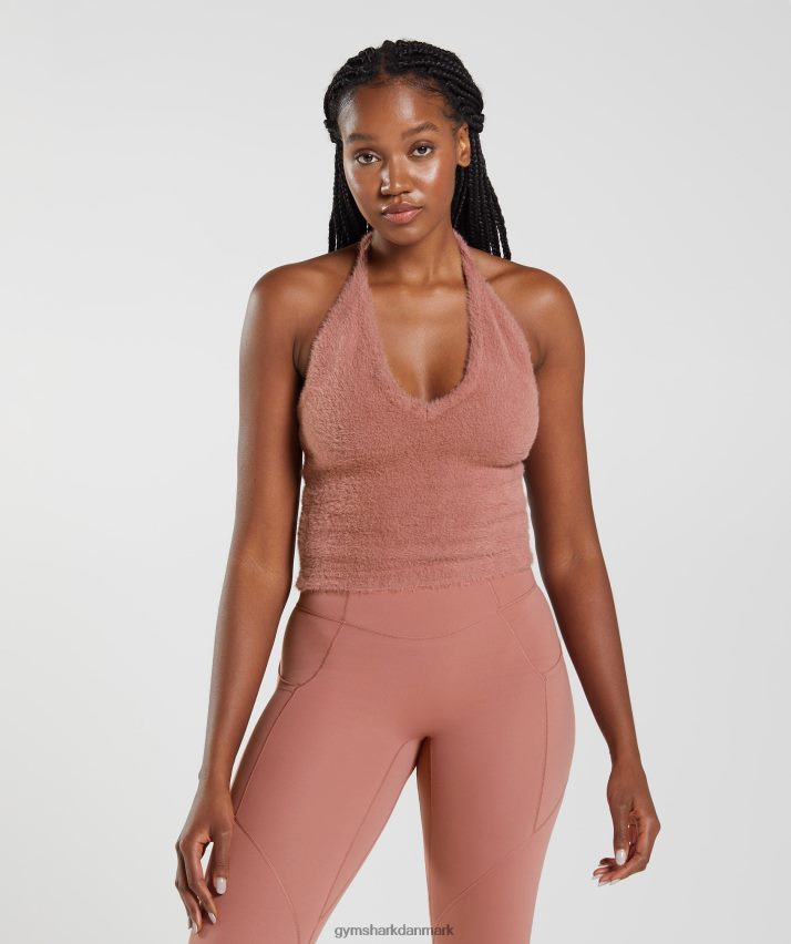 Kvinder Gymshark whitney eyelash strik midi grime top N4ZDDN447 canyon rød