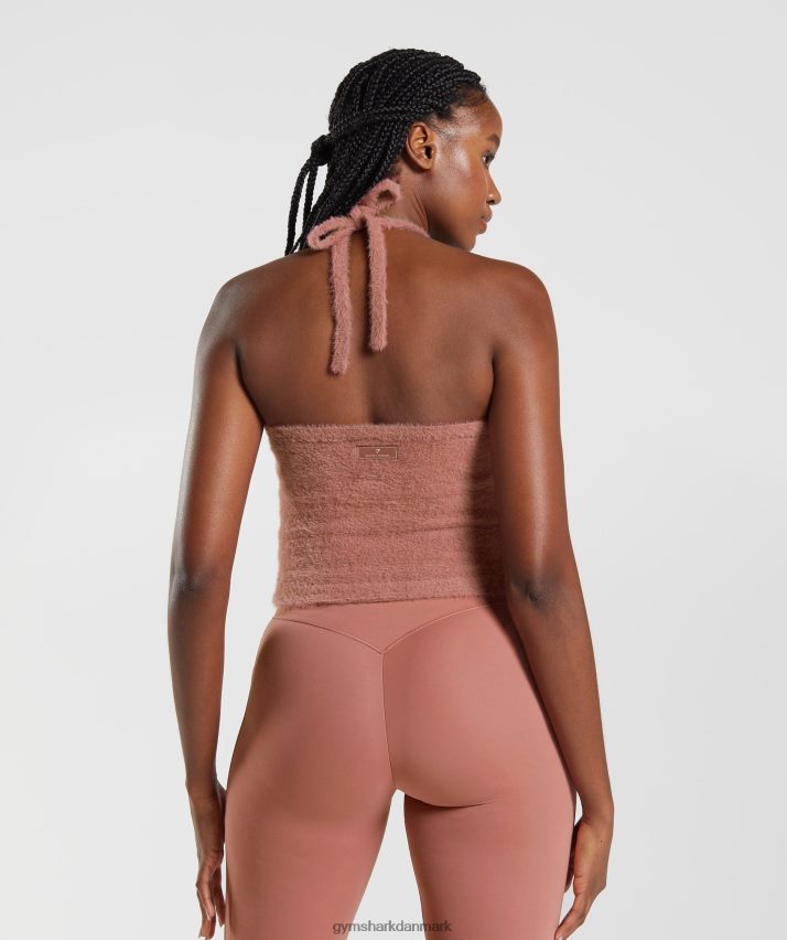 Kvinder Gymshark whitney eyelash strik midi grime top N4ZDDN447 canyon rød