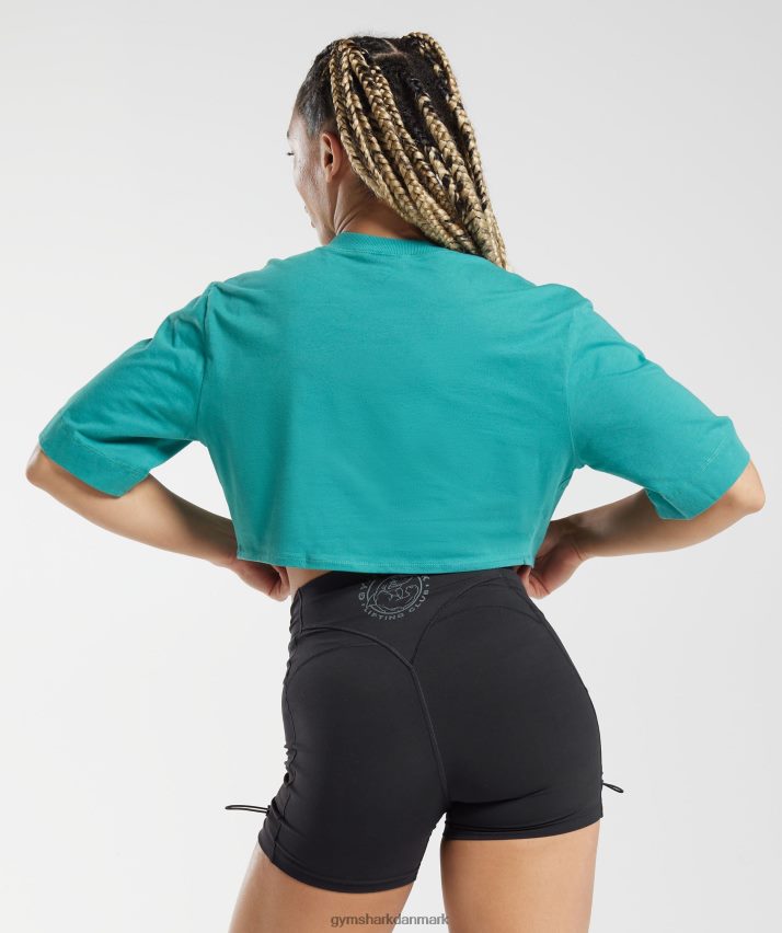 Kvinder Gymshark bomuld boxy crop top N4ZDDN450 juvel grøn