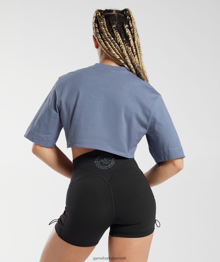 Kvinder Gymshark bomuld boxy crop top N4ZDDN455 aften blå