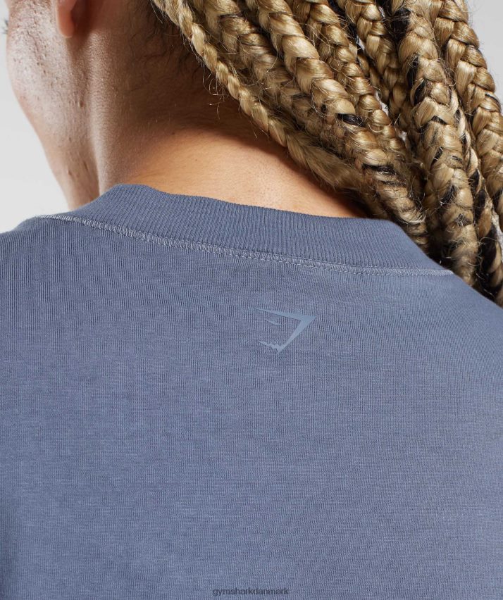 Kvinder Gymshark bomuld boxy crop top N4ZDDN455 aften blå