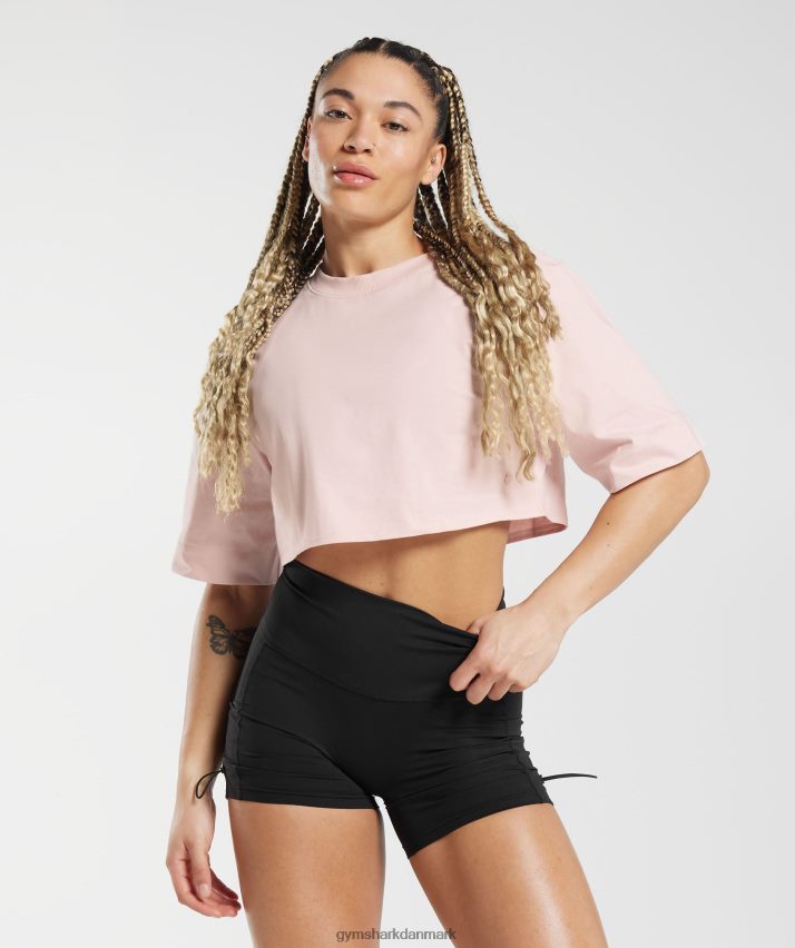 Kvinder Gymshark bomuld boxy crop top N4ZDDN463 tåget pink