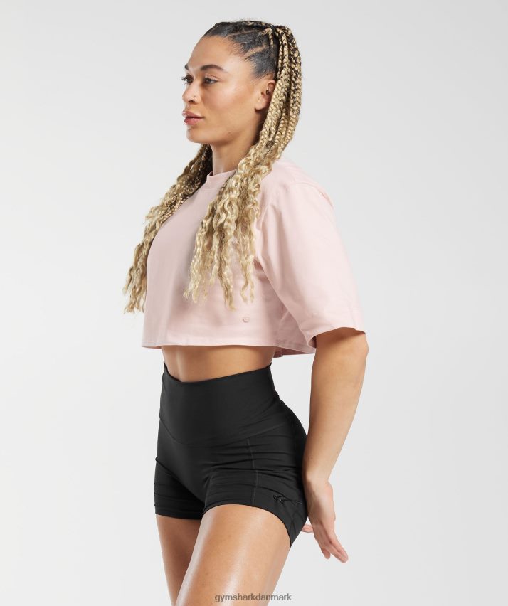 Kvinder Gymshark bomuld boxy crop top N4ZDDN463 tåget pink
