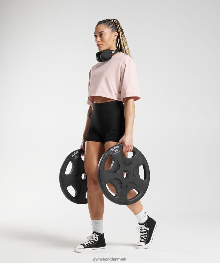 Kvinder Gymshark bomuld boxy crop top N4ZDDN463 tåget pink