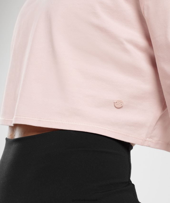 Kvinder Gymshark bomuld boxy crop top N4ZDDN463 tåget pink