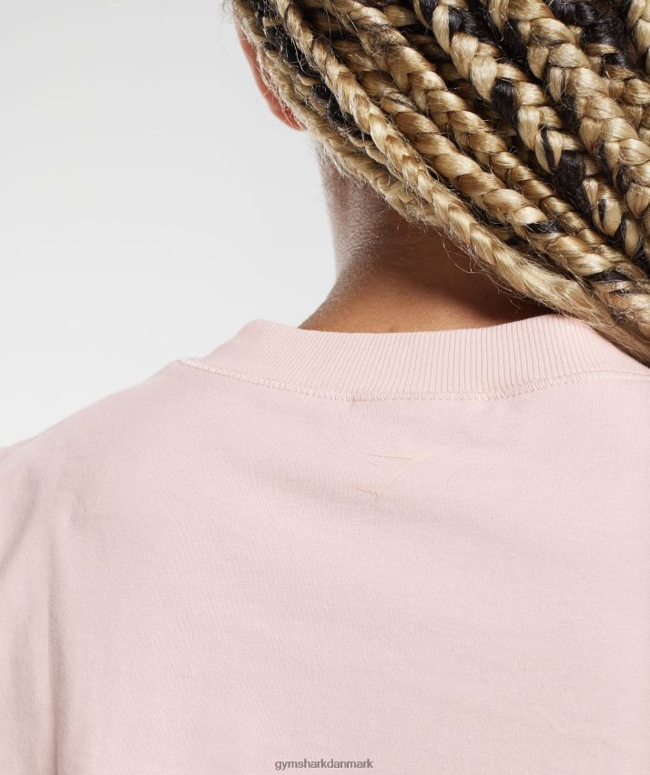 Kvinder Gymshark bomuld boxy crop top N4ZDDN463 tåget pink