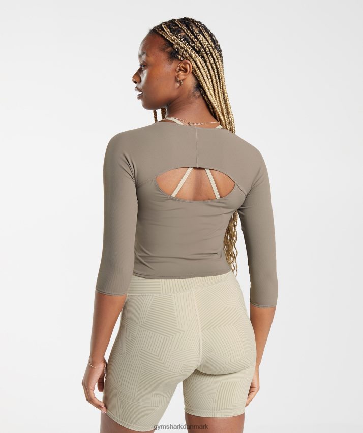 Kvinder Gymshark elevate 3/4 ærmet crop top N4ZDDN435 børstet brun