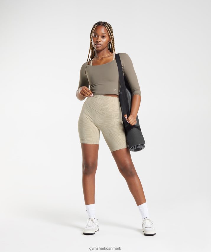 Kvinder Gymshark elevate 3/4 ærmet crop top N4ZDDN435 børstet brun