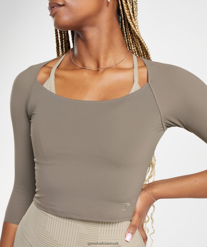 Kvinder Gymshark elevate 3/4 ærmet crop top N4ZDDN435 børstet brun