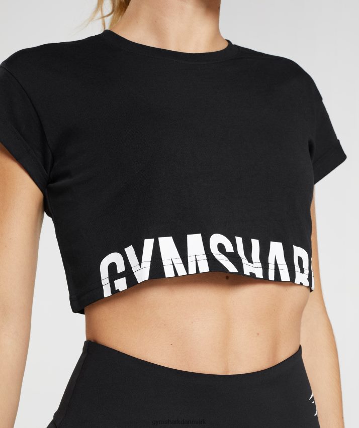 Kvinder Gymshark fraktion afgrødetop N4ZDDN492 sort