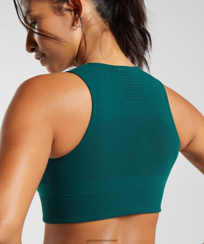 Kvinder Gymshark kædestrikket crop top N4ZDDN476 skovgrøn