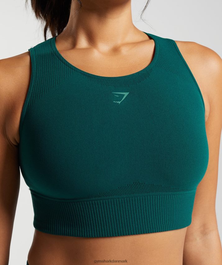 Kvinder Gymshark kædestrikket crop top N4ZDDN476 skovgrøn
