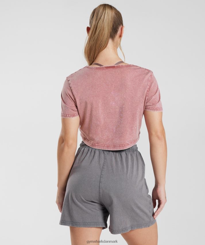 Kvinder Gymshark ældre crop top N4ZDDN502 terracotta pink/syre vask