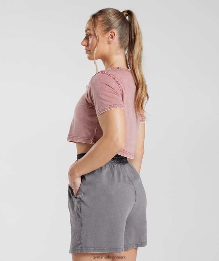 Kvinder Gymshark ældre crop top N4ZDDN502 terracotta pink/syre vask