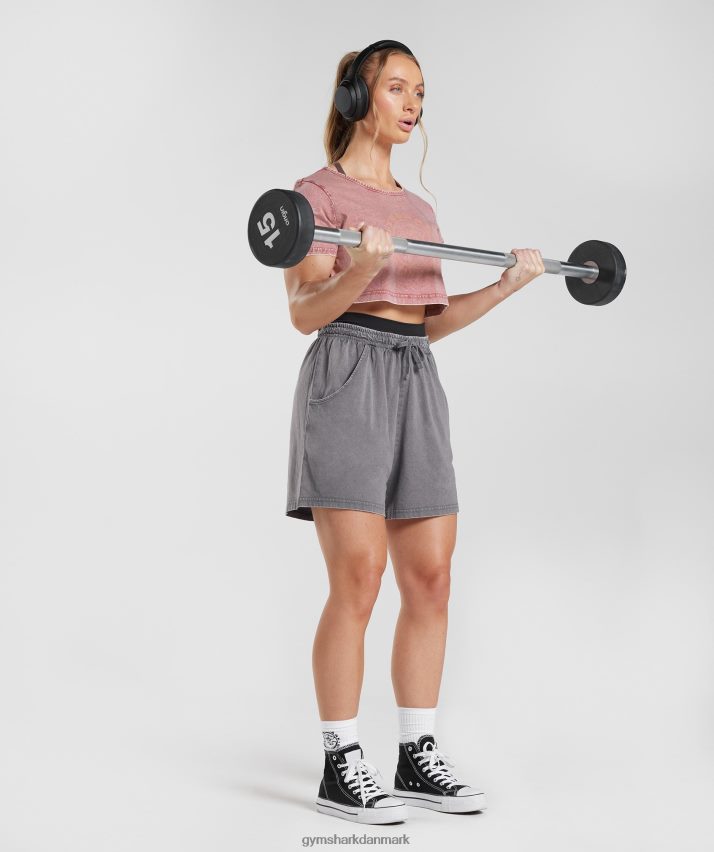 Kvinder Gymshark ældre crop top N4ZDDN502 terracotta pink/syre vask