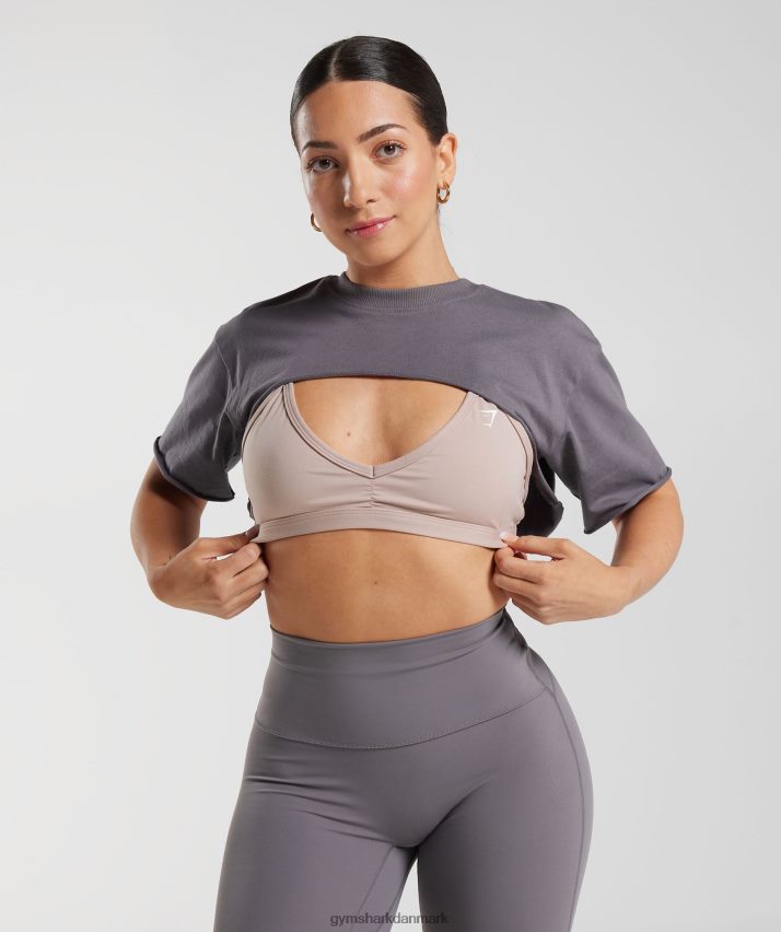 Kvinder Gymshark ældre skuldertræk top N4ZDDN494 titanium grå