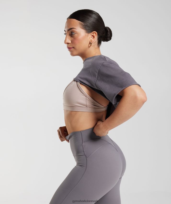 Kvinder Gymshark ældre skuldertræk top N4ZDDN494 titanium grå