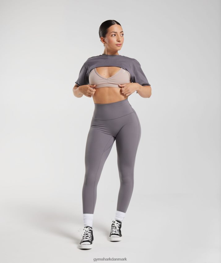 Kvinder Gymshark ældre skuldertræk top N4ZDDN494 titanium grå