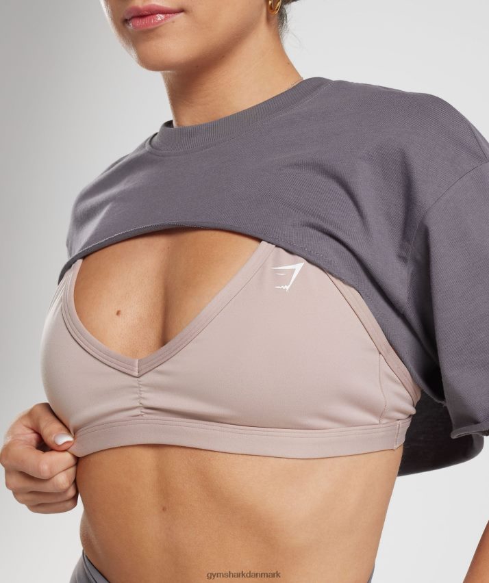 Kvinder Gymshark ældre skuldertræk top N4ZDDN494 titanium grå