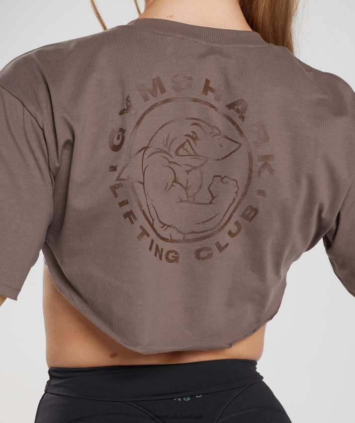 Kvinder Gymshark ældre skuldertræk top N4ZDDN495 trøffel brun