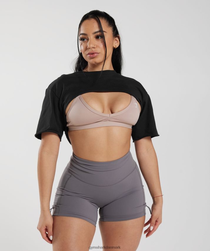 Kvinder Gymshark ældre skuldertræk top N4ZDDN496 sort