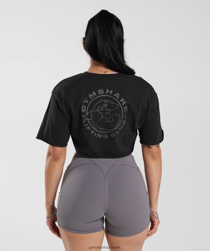 Kvinder Gymshark ældre skuldertræk top N4ZDDN496 sort