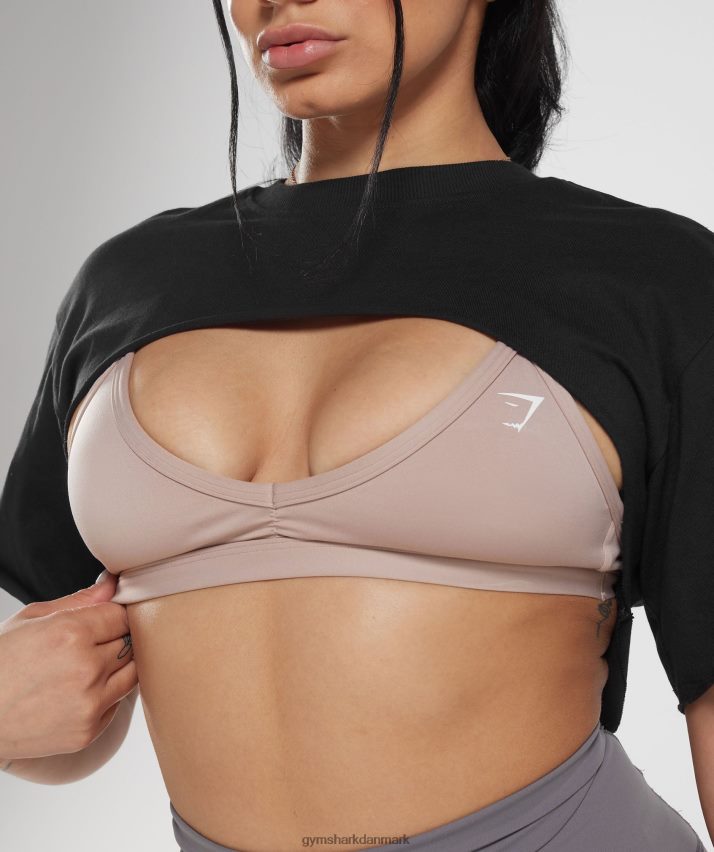 Kvinder Gymshark ældre skuldertræk top N4ZDDN496 sort